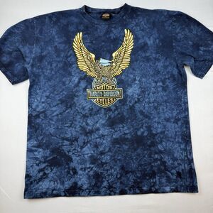 Vintage Y2K Harley Davidson tie-dye golden eagle shirt US XL